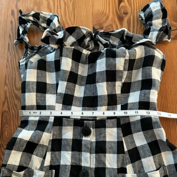 Reformation Hattie Linen Off-Shoulder Dress in Luke Check - Picture 12 of 13